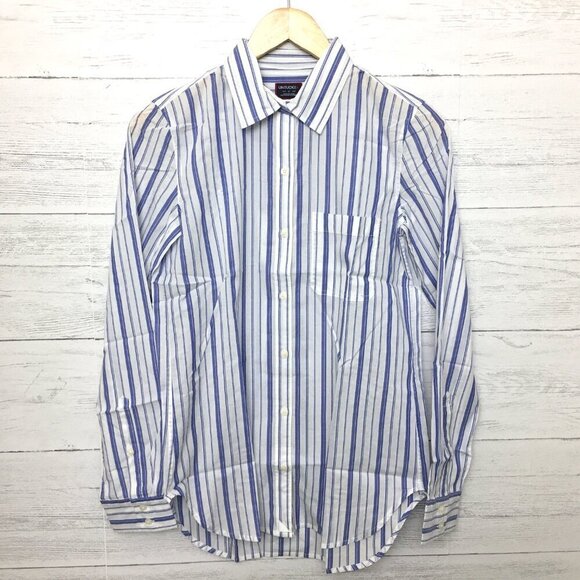 New UNTUCKit Womens Shirt Pinot Perse Blue White Stripe Cotton Blend Button Up 0 - Picture 7 of 7